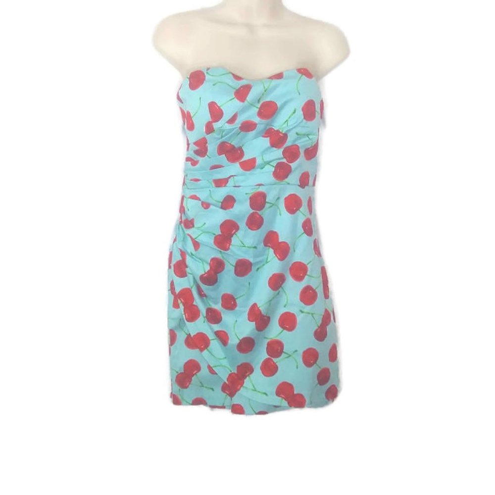 Ixia Strapless Cherry Print Mini Dress